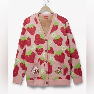 Strawberry Shortcake Allover Strawberry Print Women's Cardigan Cosplay 80’s